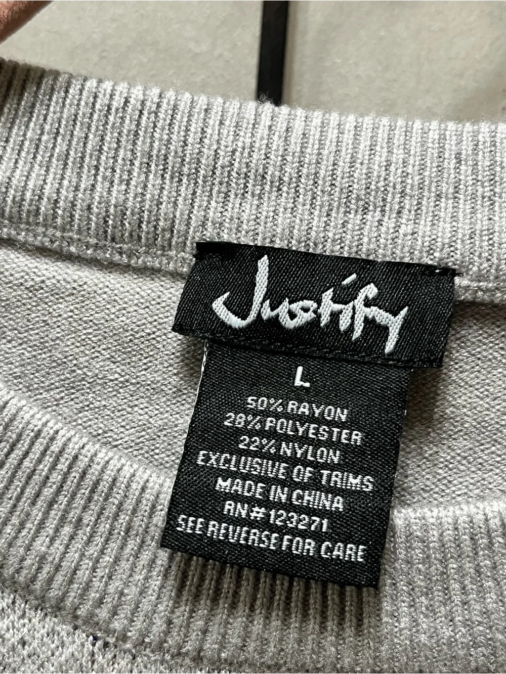 Justify Gray Sweater with Blue Bow Puppy Motif women SIZE S